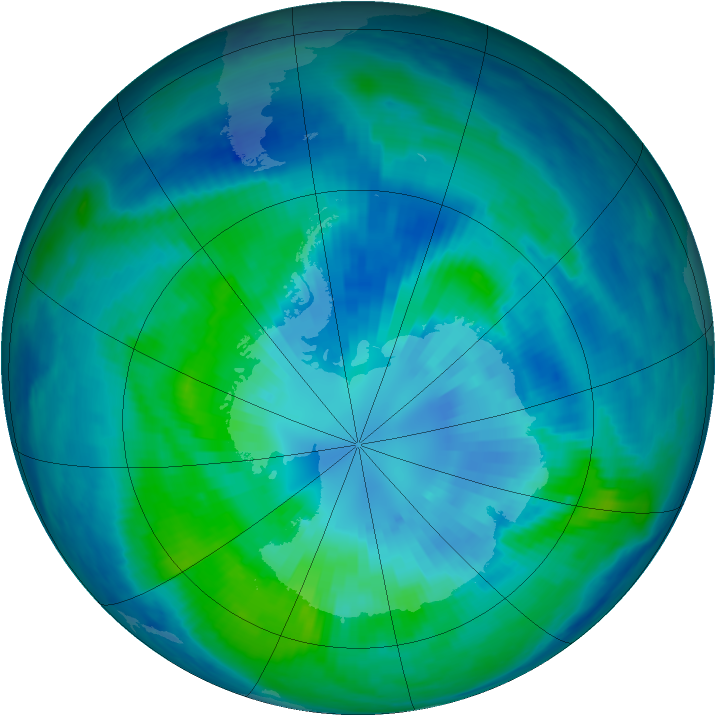 Antarctic ozone map for 01 April 2000